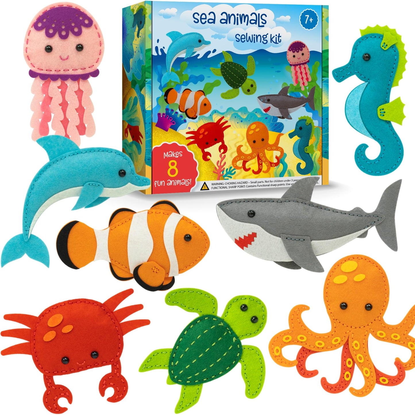 Craftorama Sewing Kit for Kids | 165-Piece Felt Animal Craft Set for Beginners (Ages 7-12)
