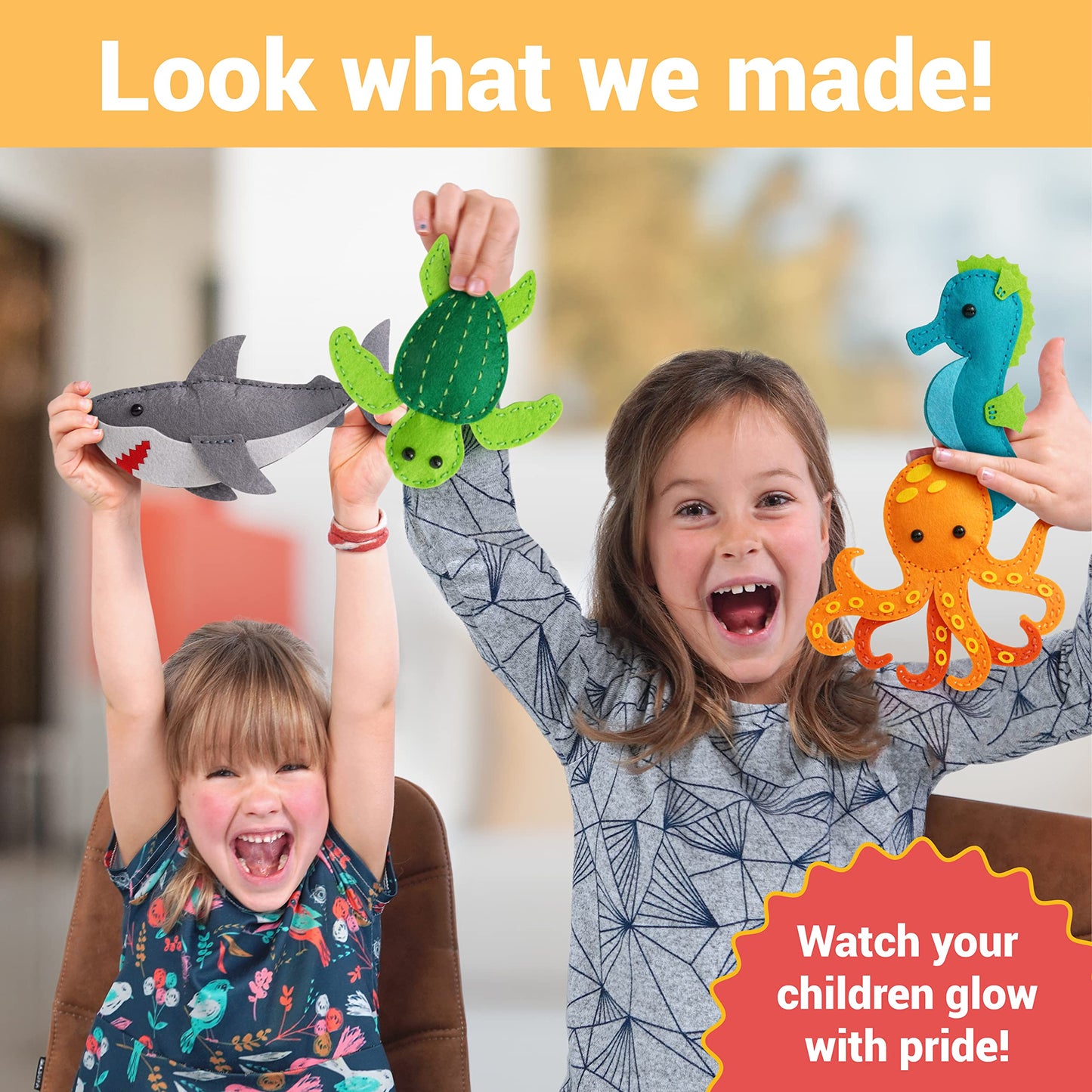 Craftorama Sewing Kit for Kids | 165-Piece Felt Animal Craft Set for Beginners (Ages 7-12)