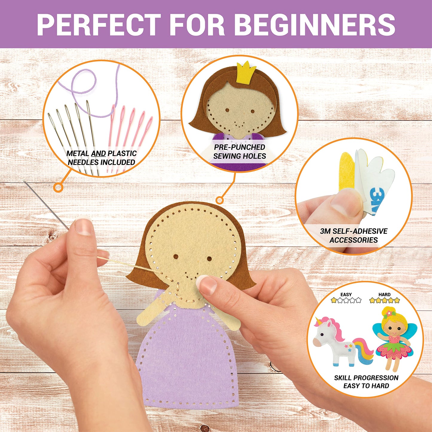 Craftorama Sewing Kit for Kids – 165-Piece Felt Craft Set for Beginners