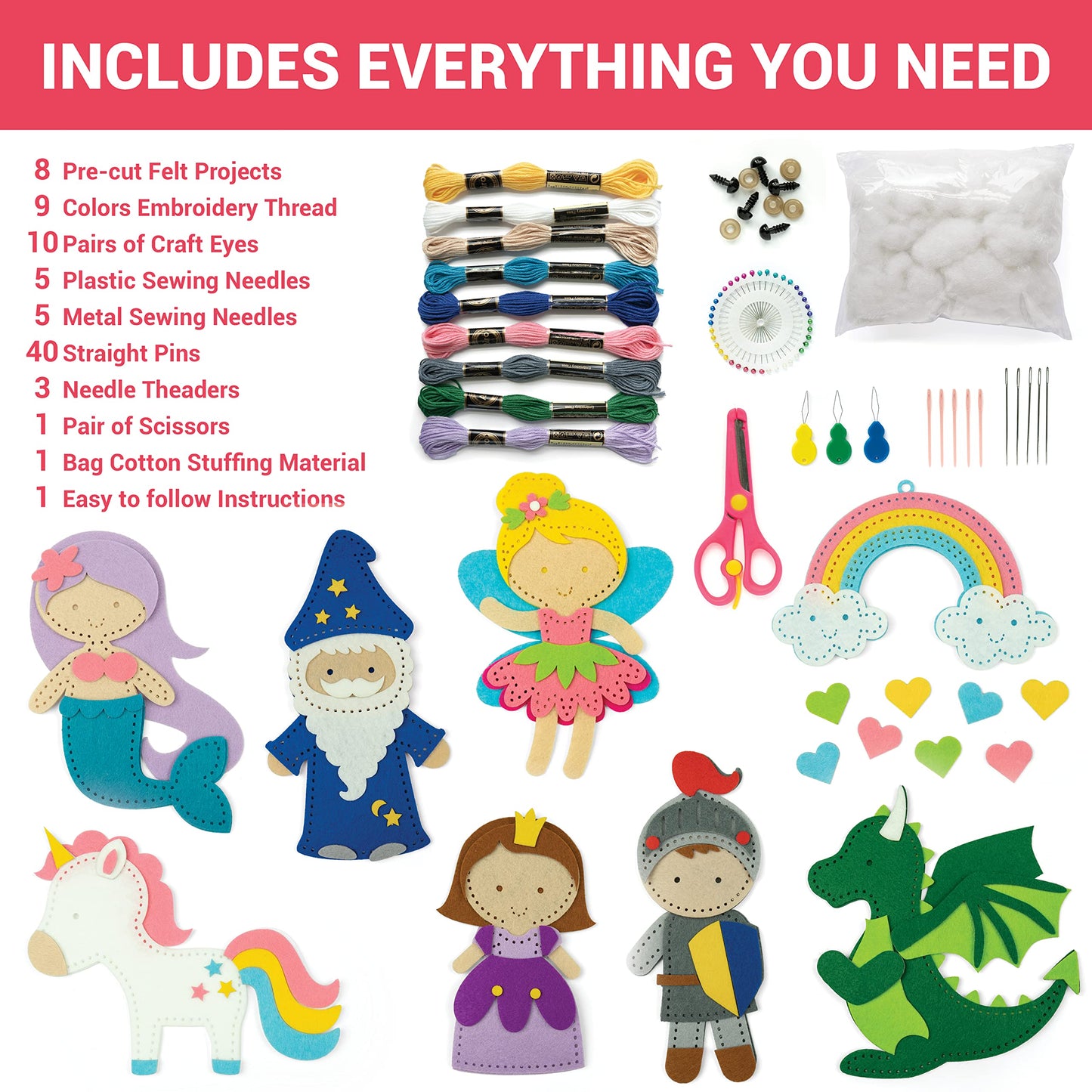 Craftorama Sewing Kit for Kids – 165-Piece Felt Craft Set for Beginners