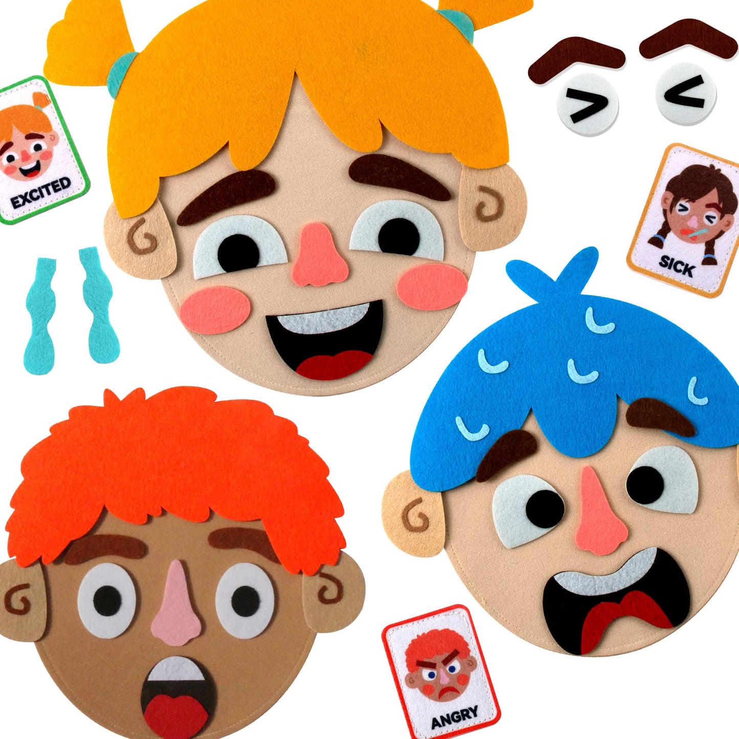 Craftstory 86-Pcs Social-Emotional Learning Kit for Kids — Face Boards & Emotion Cards
