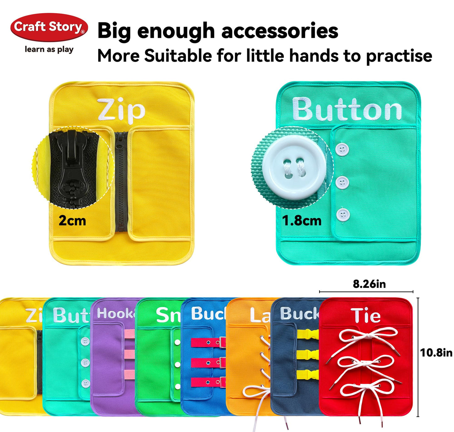 Craftstory Montessori Busy-Board for Toddlers (3-5) – Fine Motor, Life Skills, Shoe-Tying Practice