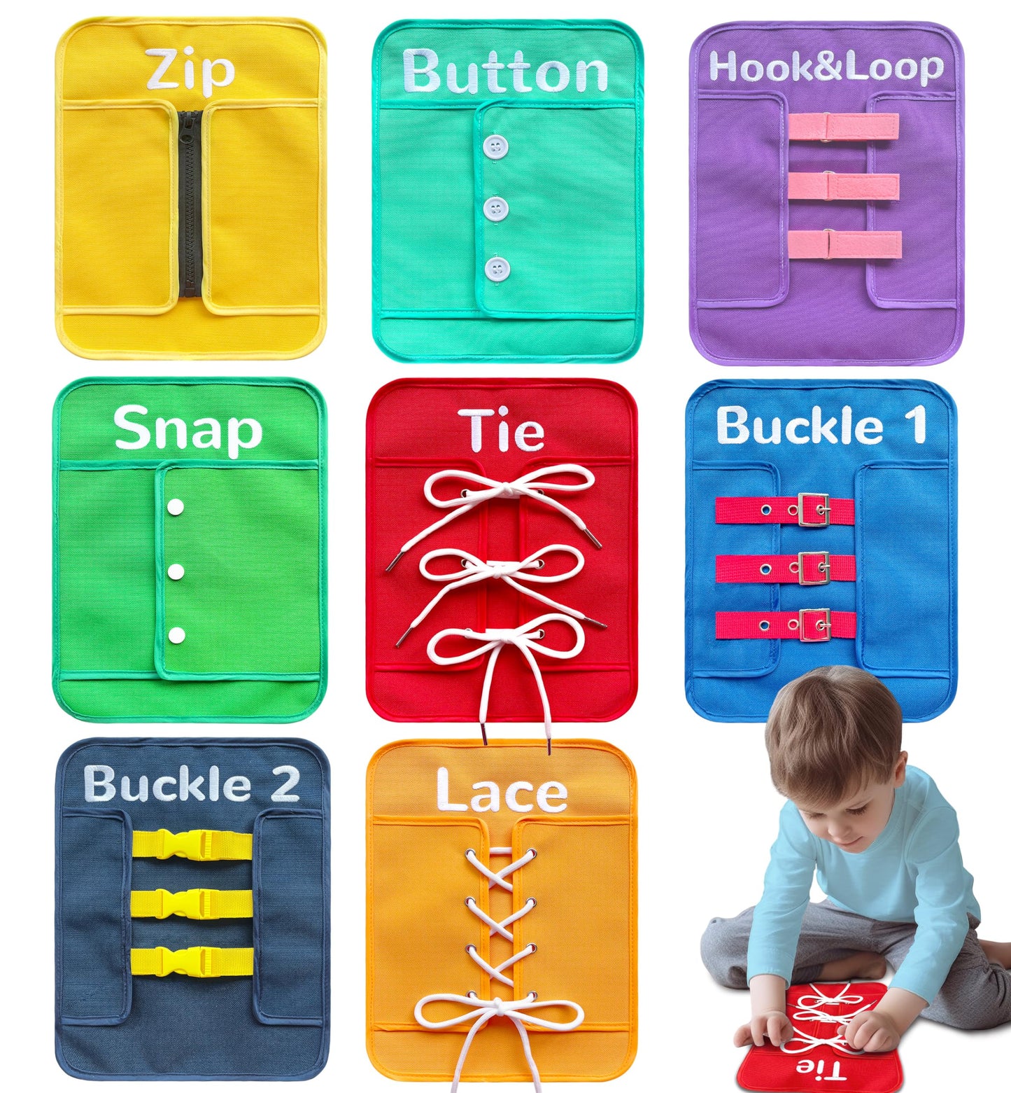 Craftstory Montessori Busy-Board for Toddlers (3-5) – Fine Motor, Life Skills, Shoe-Tying Practice