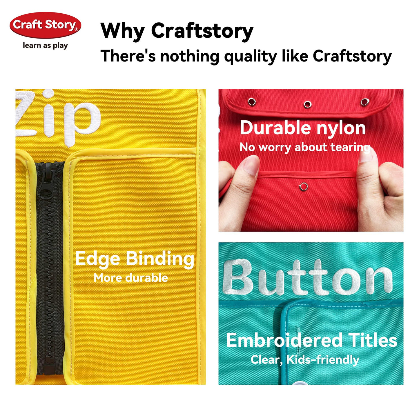 Craftstory Montessori Busy-Board for Toddlers (3-5) – Fine Motor, Life Skills, Shoe-Tying Practice
