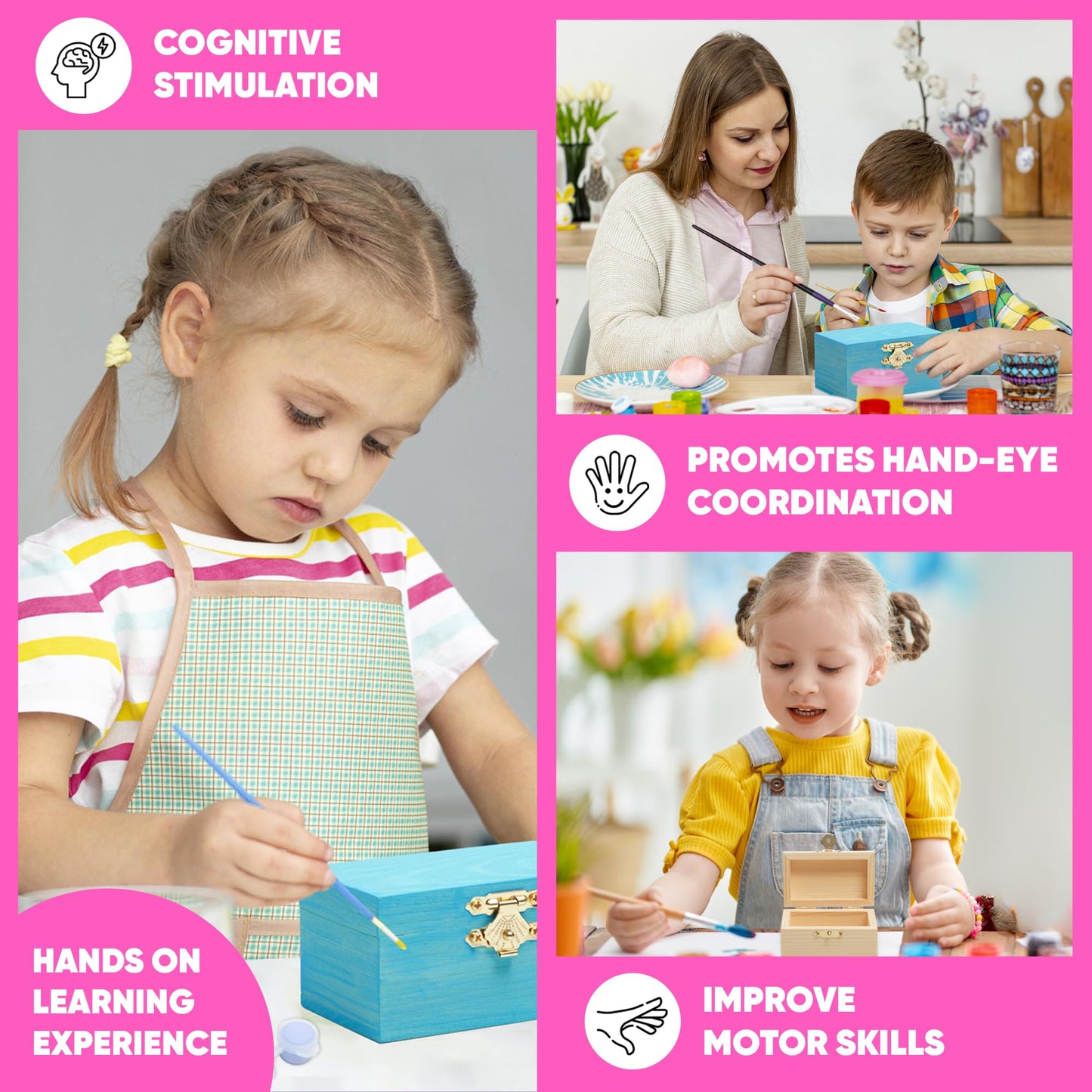 Crafty Happitoys 10-Set Jewelry Box Painting Kit for Kids with Stickers