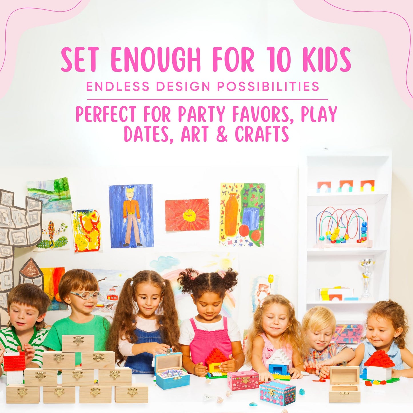Crafty Happitoys 10-Set Jewelry Box Painting Kit for Kids with Stickers