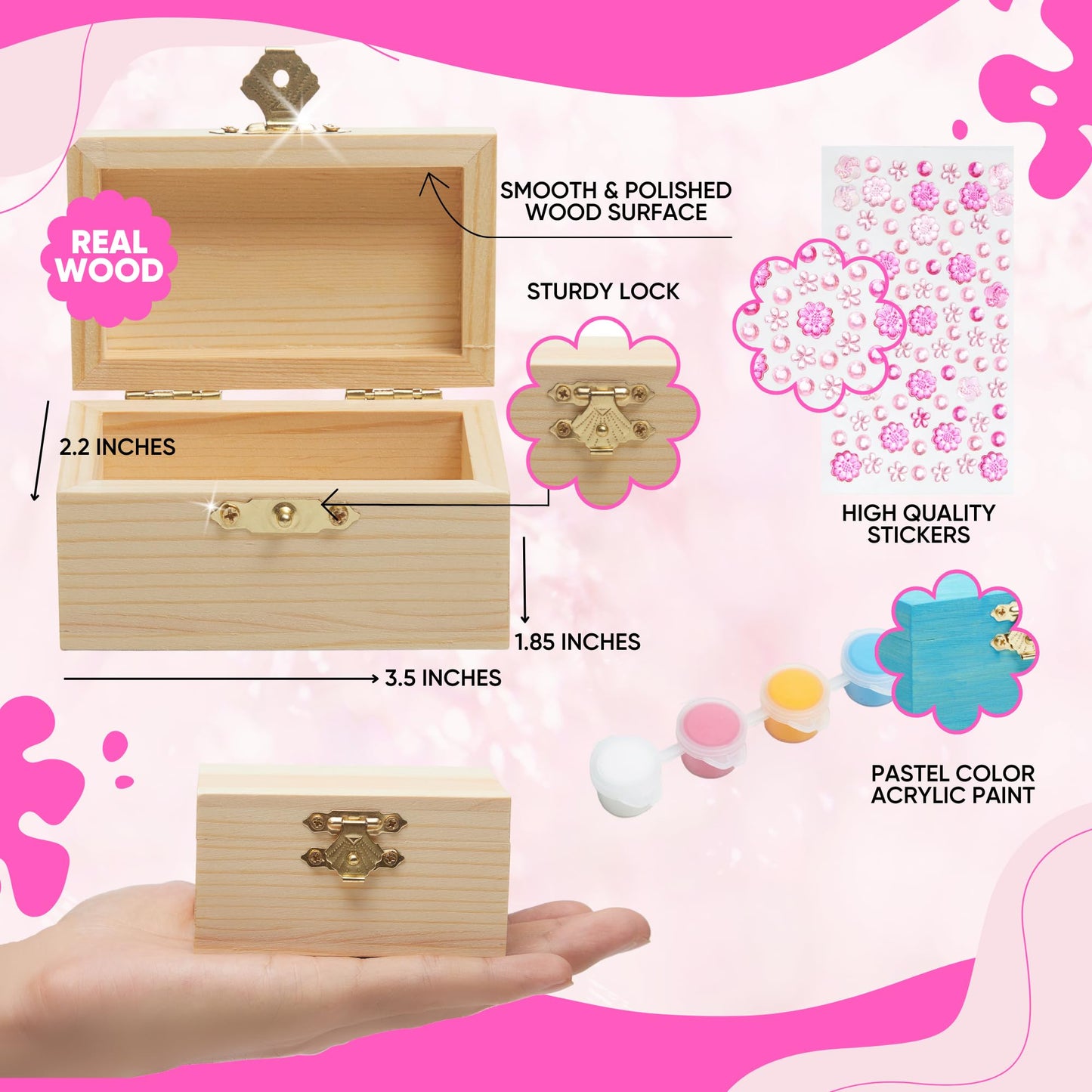 Crafty Happitoys 10-Set Jewelry Box Painting Kit for Kids with Stickers