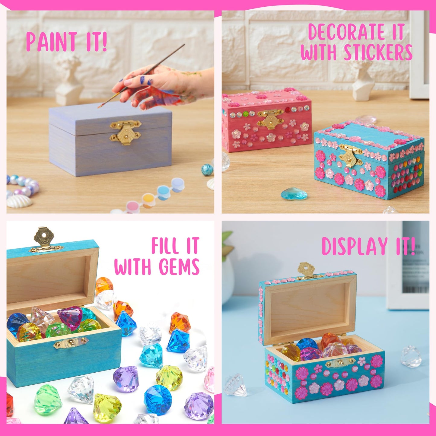 Crafty Happitoys 10-Set Jewelry Box Painting Kit for Kids with Stickers