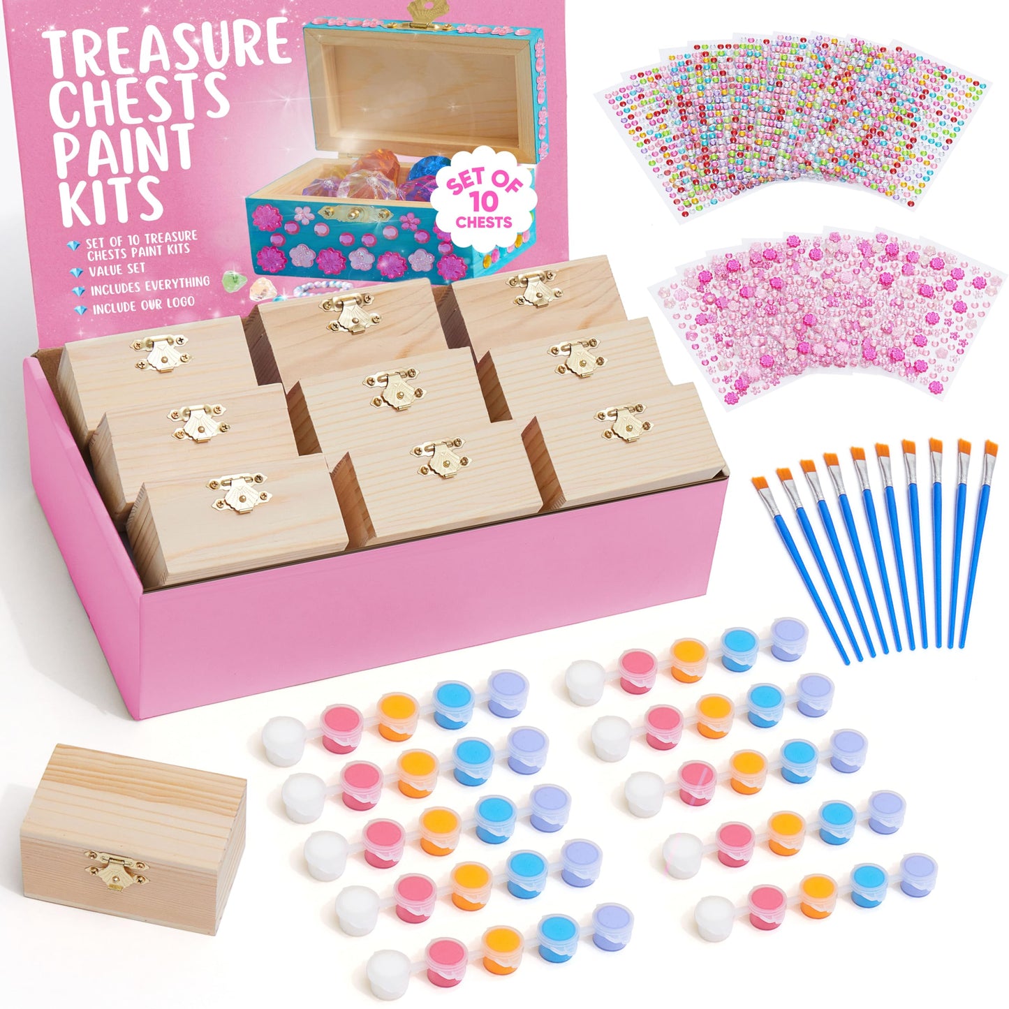 Crafty Happitoys 10-Set Jewelry Box Painting Kit for Kids with Stickers
