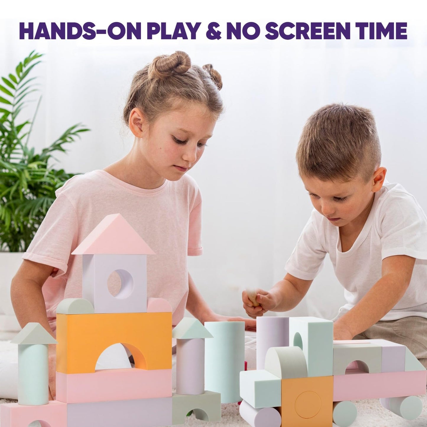 Crafty Happittoys 34-Piece Jumbo Foam Blocks Set for Toddlers – Shapes, Colors & Open-Ended Play