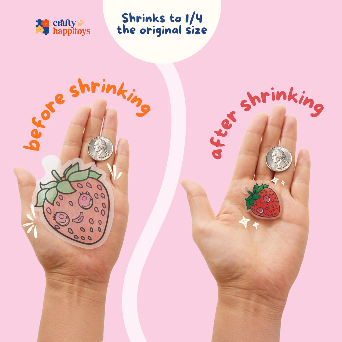 CRAFTY HAPPITOYS Shrinking Art Set - 70pc DIY Jewelry & Charms Kit for Kids