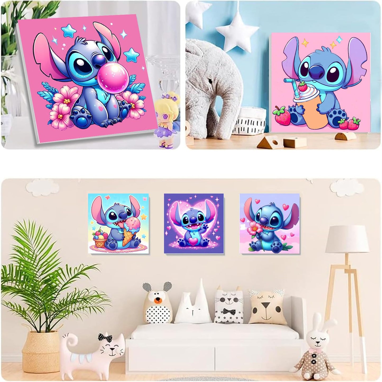 CraftyTime 6 Pack Cartoon Paint by Numbers Kits for Kids – 8x8 inch, Easy DIY Acrylic Painting on Unframed Canvases