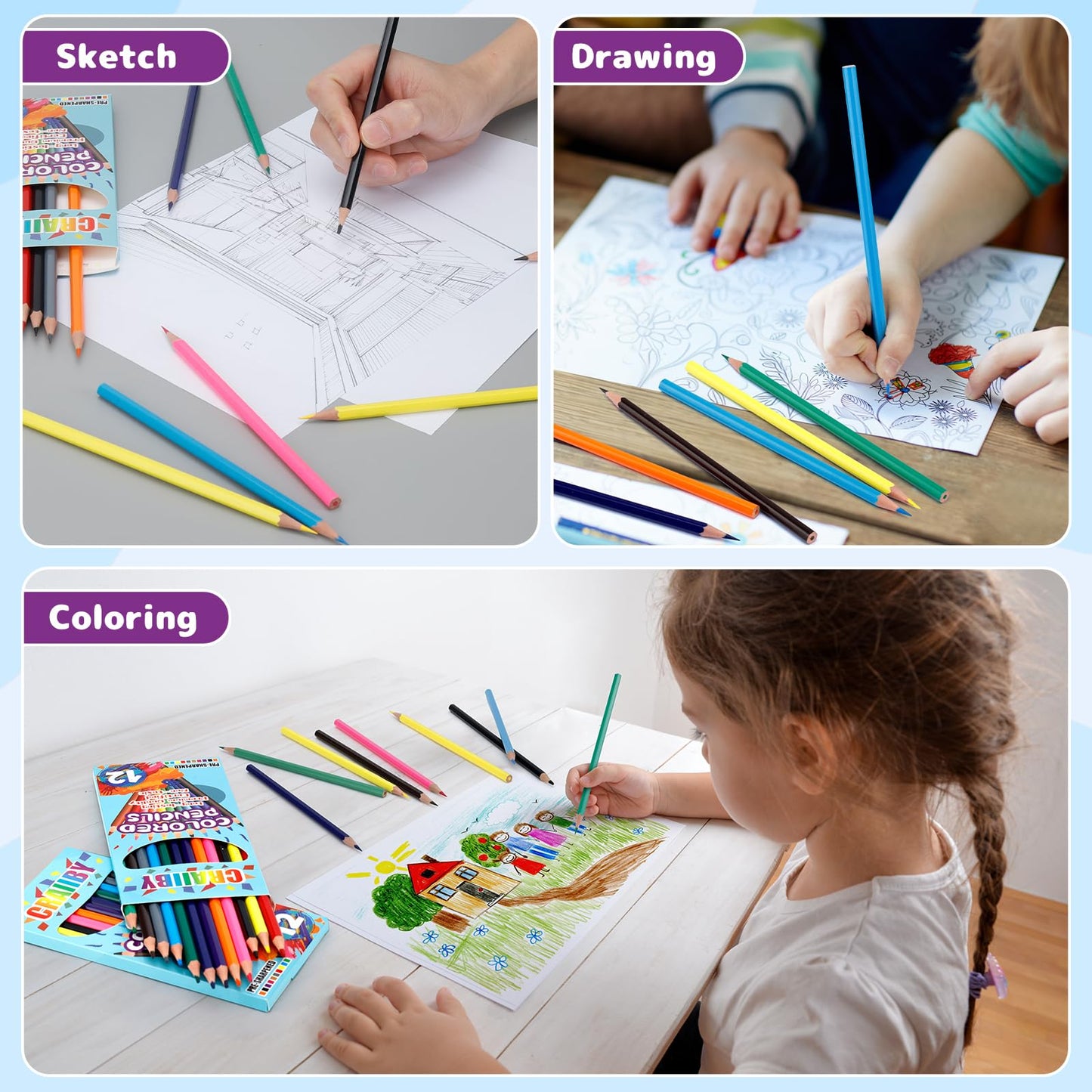 Craiiby Premium Colored Pencils – 288-Count Bulk Set (24 Packs, 12 Colors Each)