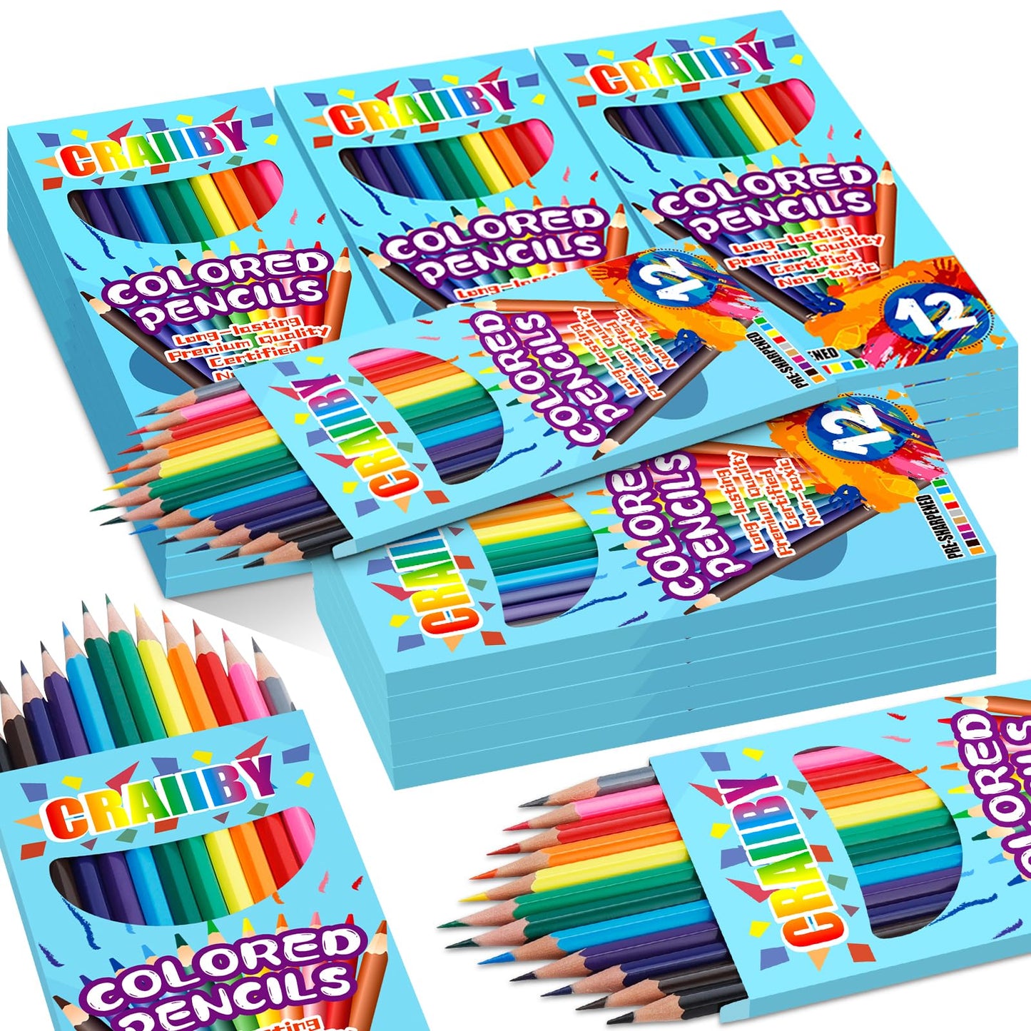Craiiby Premium Colored Pencils – 288-Count Bulk Set (24 Packs, 12 Colors Each)