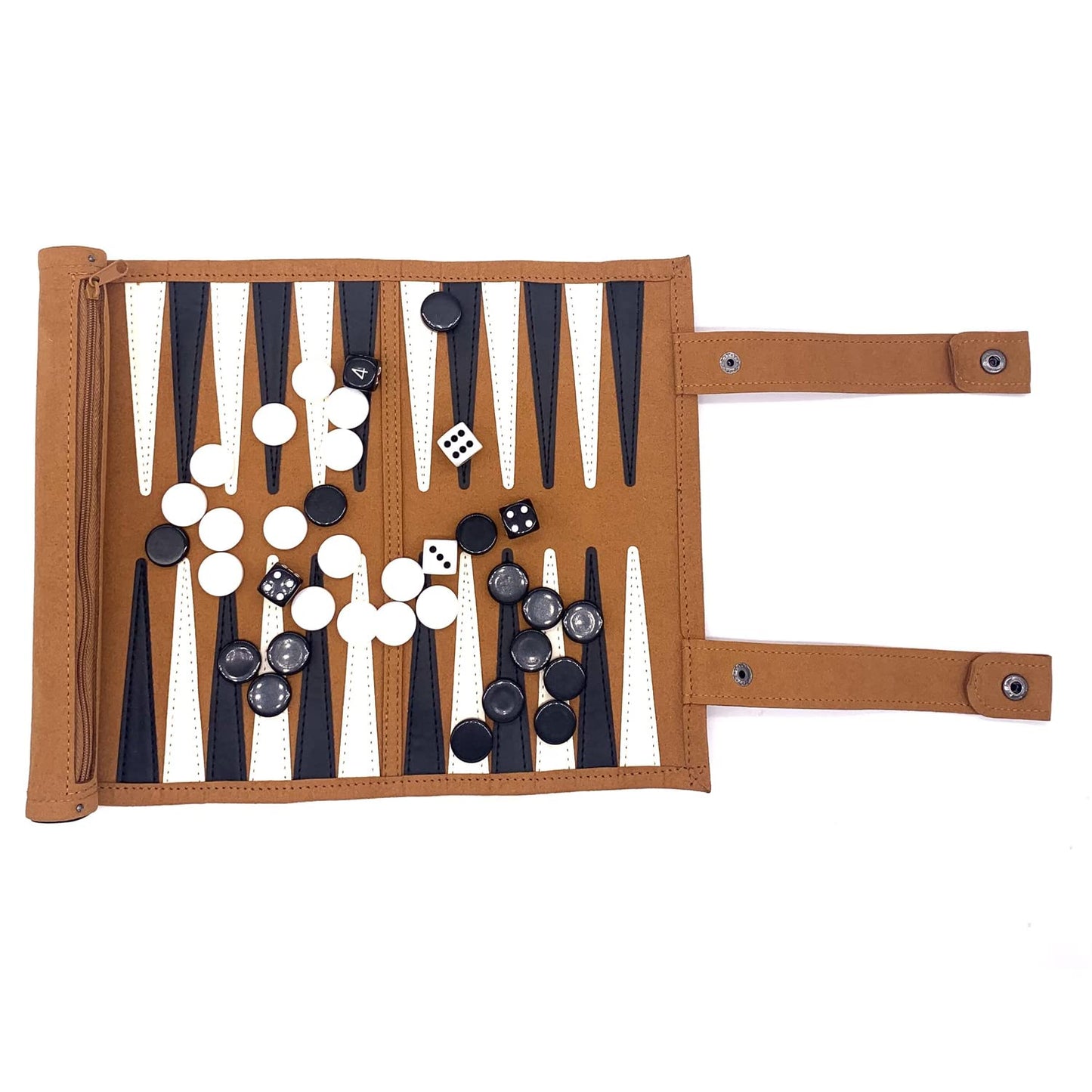 Crayfomo Roll-up Portable Suede Backgammon Set – Foldable Travel Backgammon for RV, Cruise, Airplane