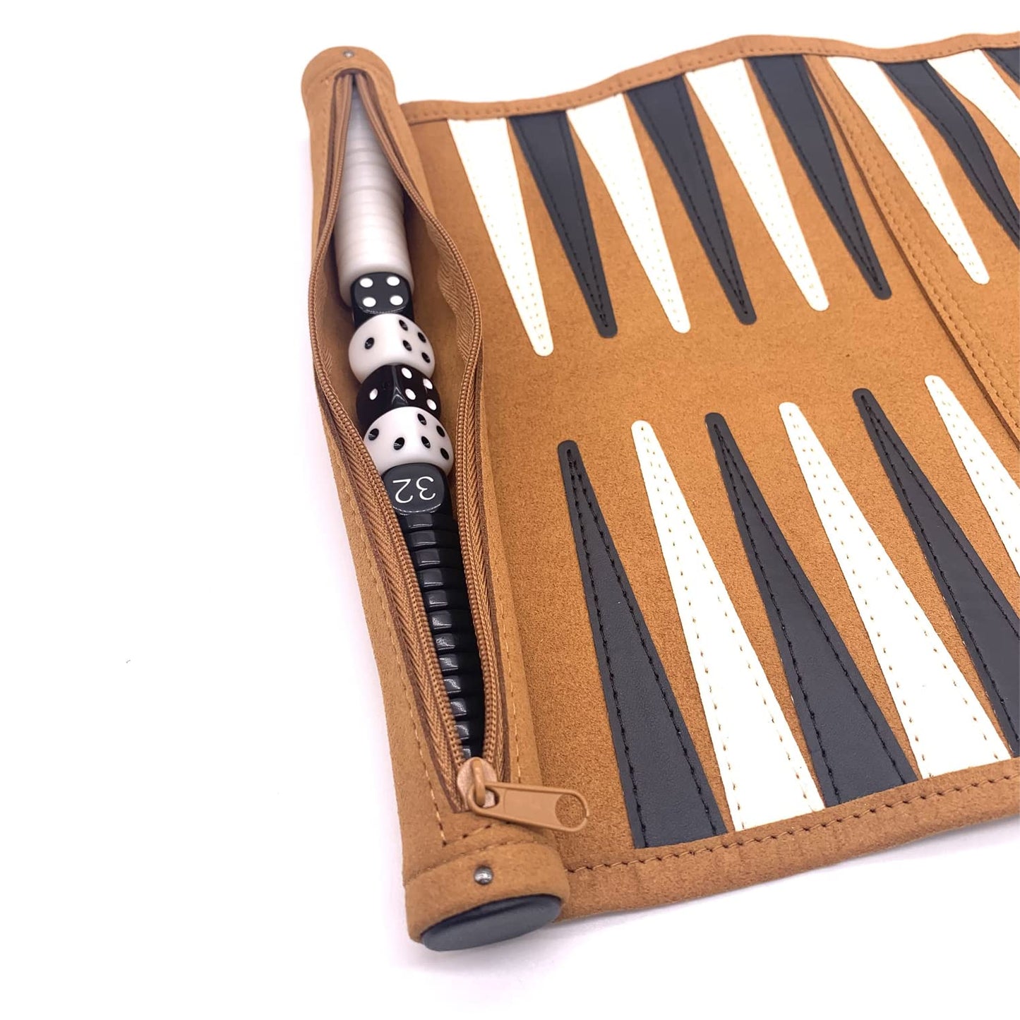 Crayfomo Roll-up Portable Suede Backgammon Set – Foldable Travel Backgammon for RV, Cruise, Airplane