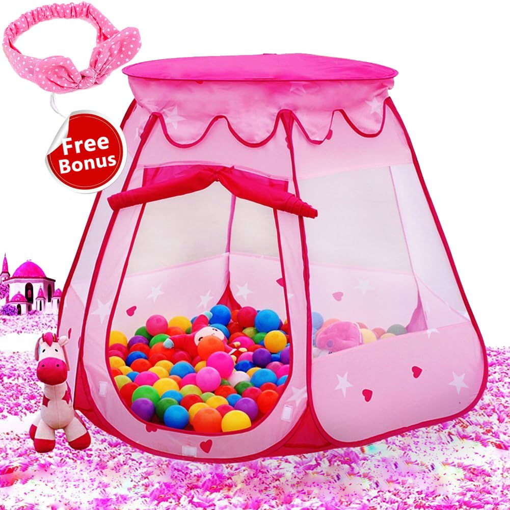 Crayline Pink Princess Tent – Pop Up Ball Pit for Toddlers