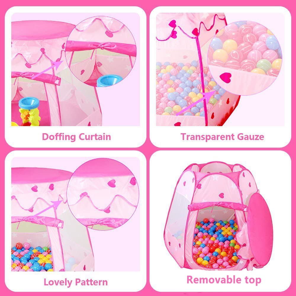 Crayline Pink Princess Tent – Pop Up Ball Pit for Toddlers