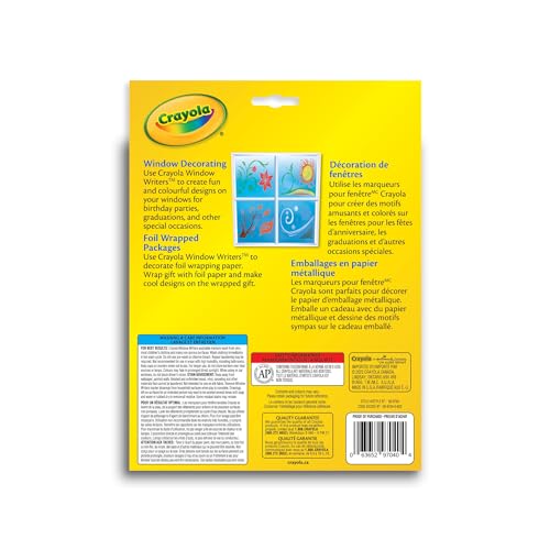 Crayola 10 Washable Window Markers – Bilingual Glass Art Pack