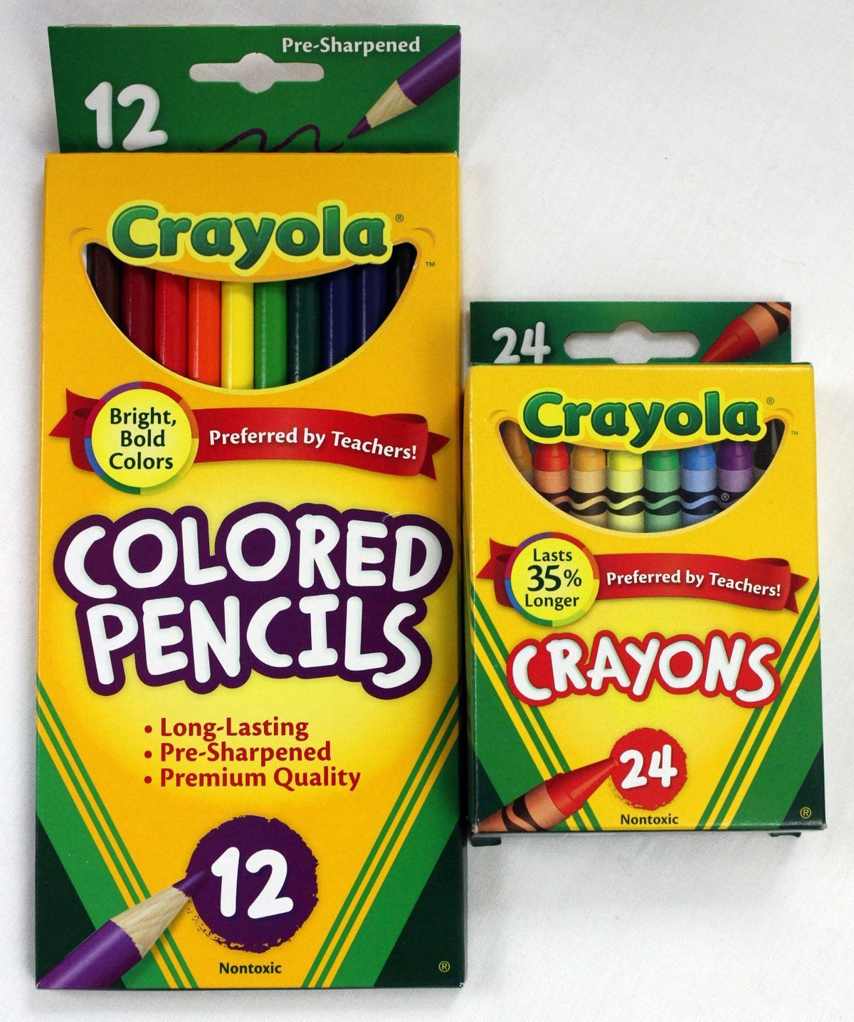 Crayola 12ct Colored Pencils Pre-Sharpened & 24ct Crayons Basic Bundle