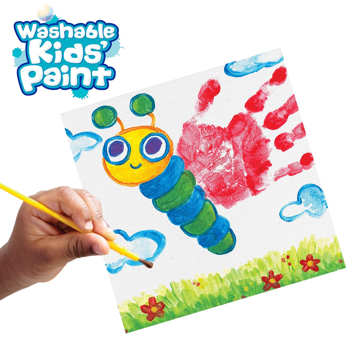 Crayola Washable Kids Paint Set & Paintbrush – 18 Color Pots, Safe & Easy Cleanup