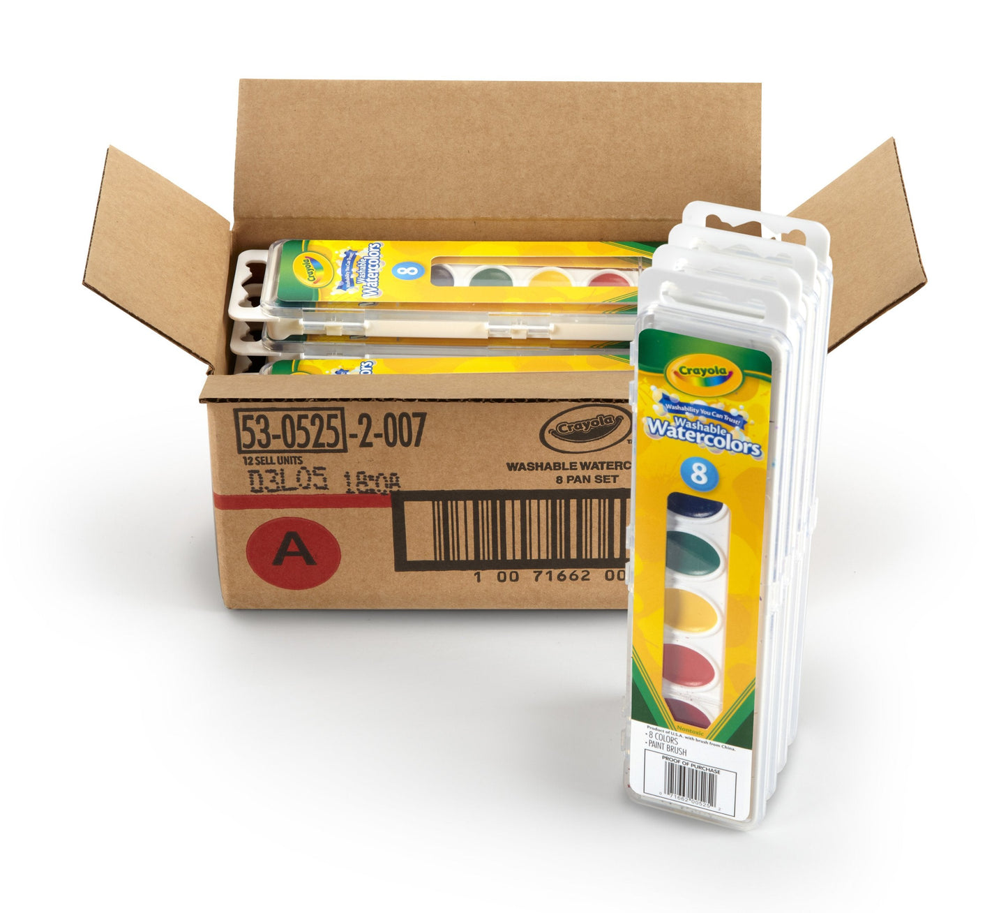Crayola 8-Pan Washable Watercolors – 12 Pack for Kids' Indoor Art & Crafts