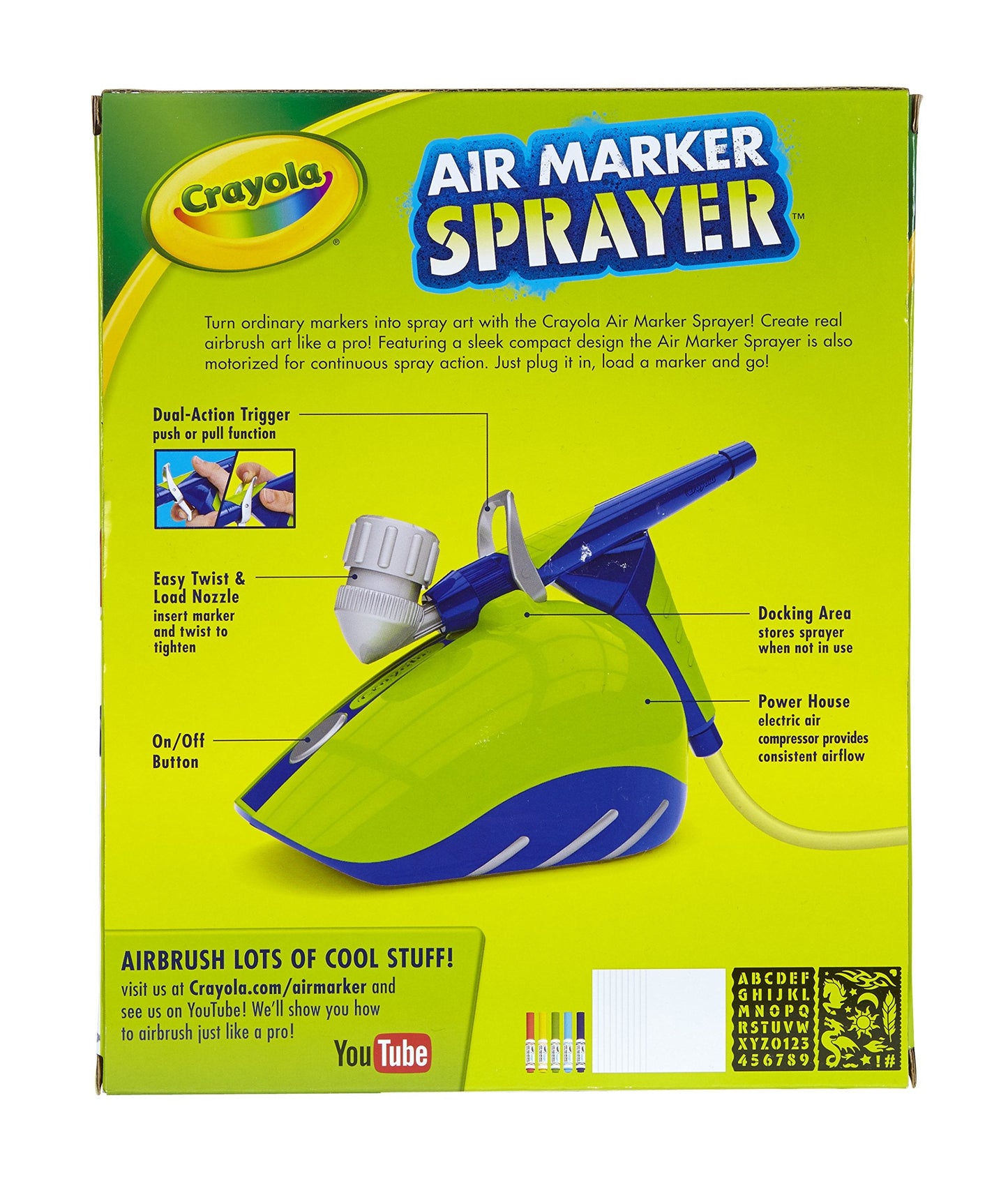 Crayola Air Marker Sprayer Airbrush Kit – Creative Gift for Kids Aged 8–10