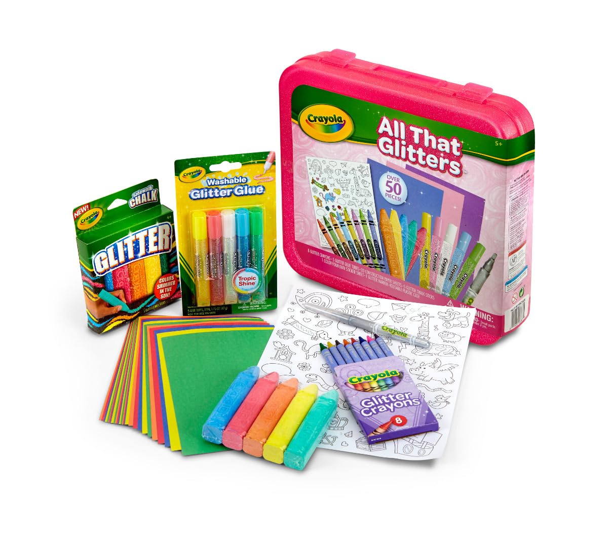Crayola All That Glitters Art Case (50+ pcs) – Glitter Crayons & Coloring Set