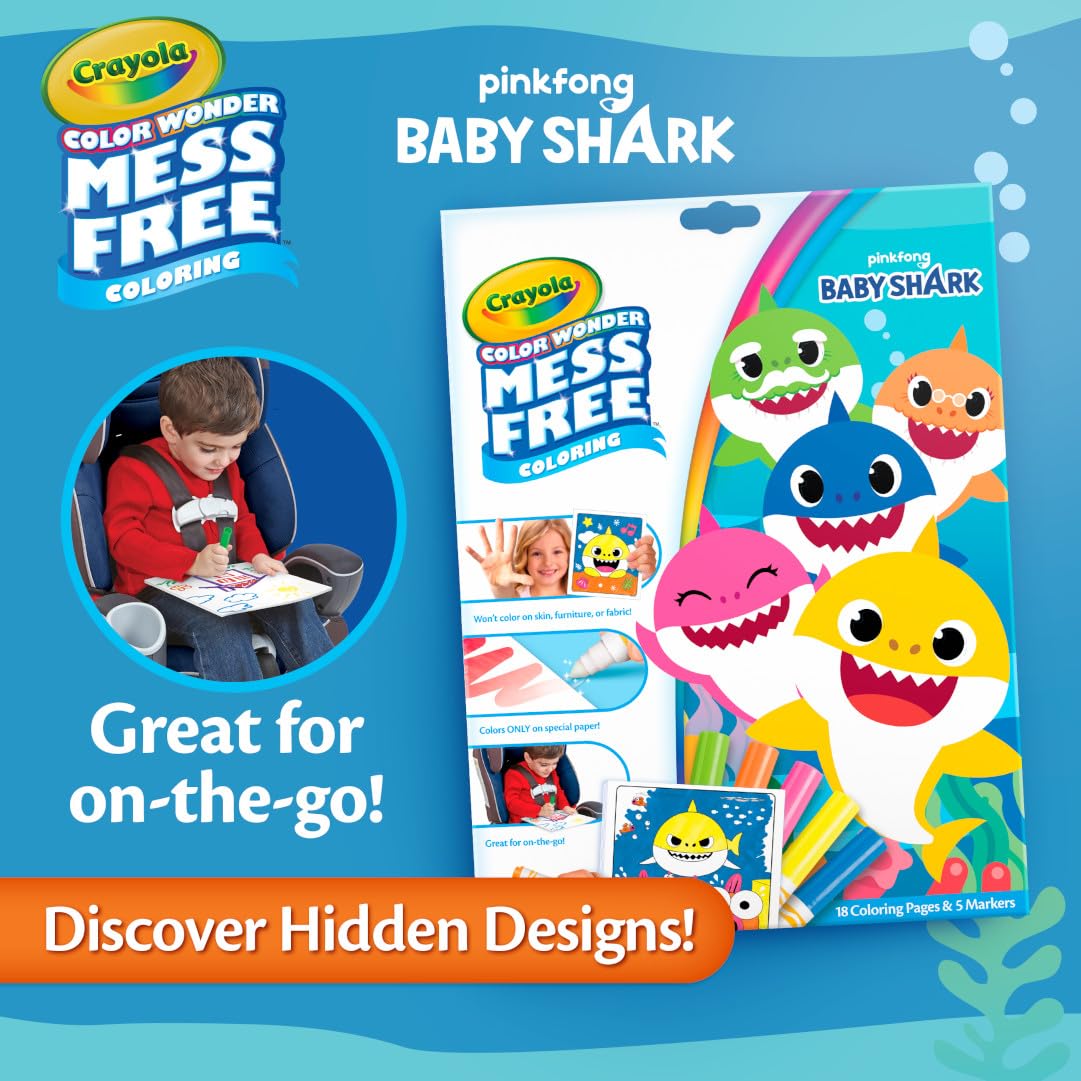 Crayola Baby Shark Color Wonder Pages – Mess-Free Coloring for Toddlers (Ages 3+)
