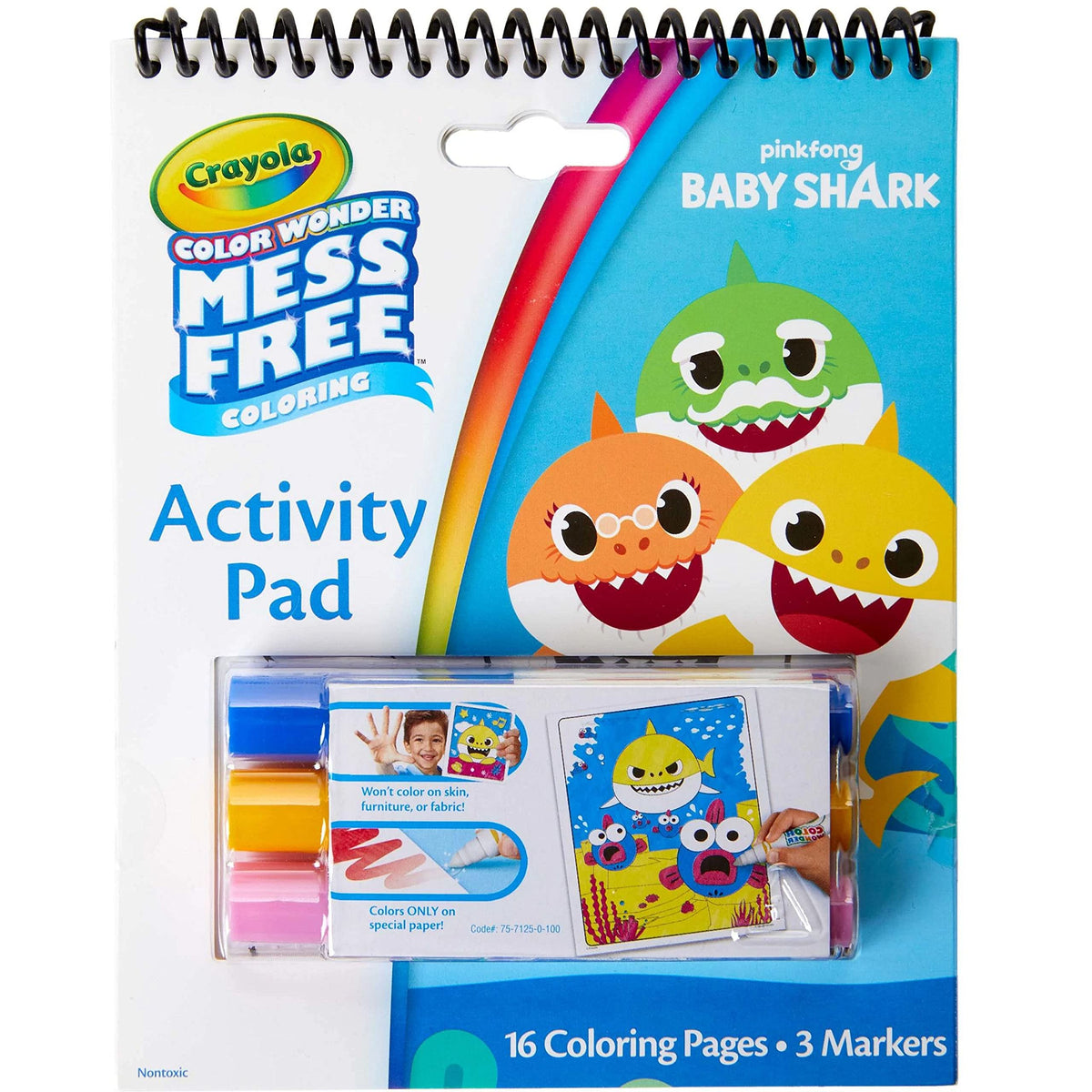Crayola Baby Shark Color Wonder Travel Activity Pad — Mess-Free On-The-Go Coloring for Kids 3+
