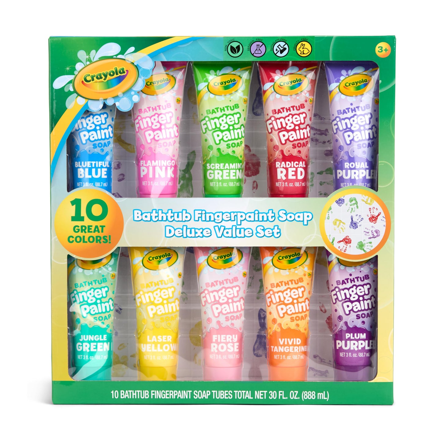 Crayola Bathtub Fingerpaint 10-Color Deluxe Value Pack – Washable Bath Art
