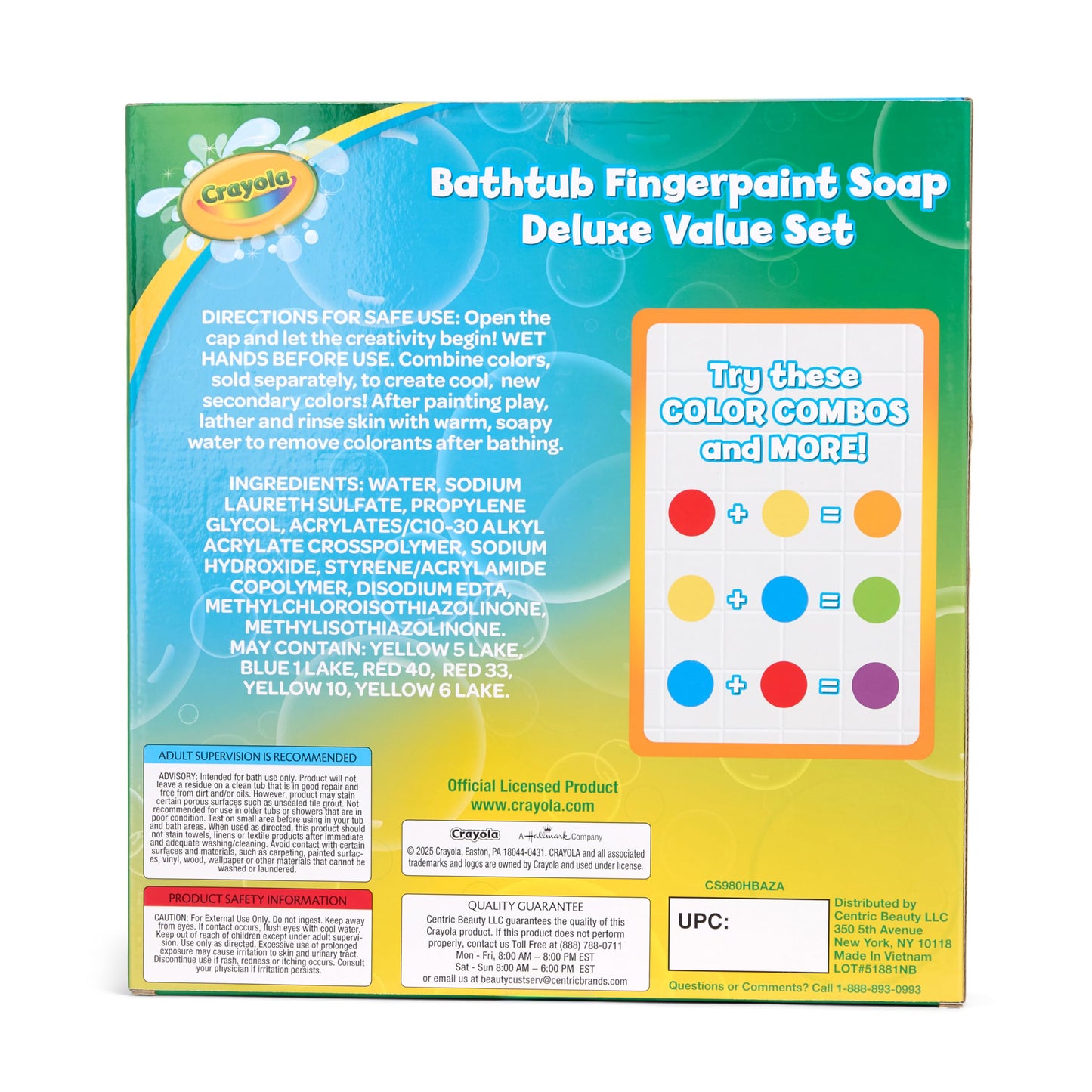 Crayola Bathtub Fingerpaint 10-Color Deluxe Value Pack – Washable Bath Art