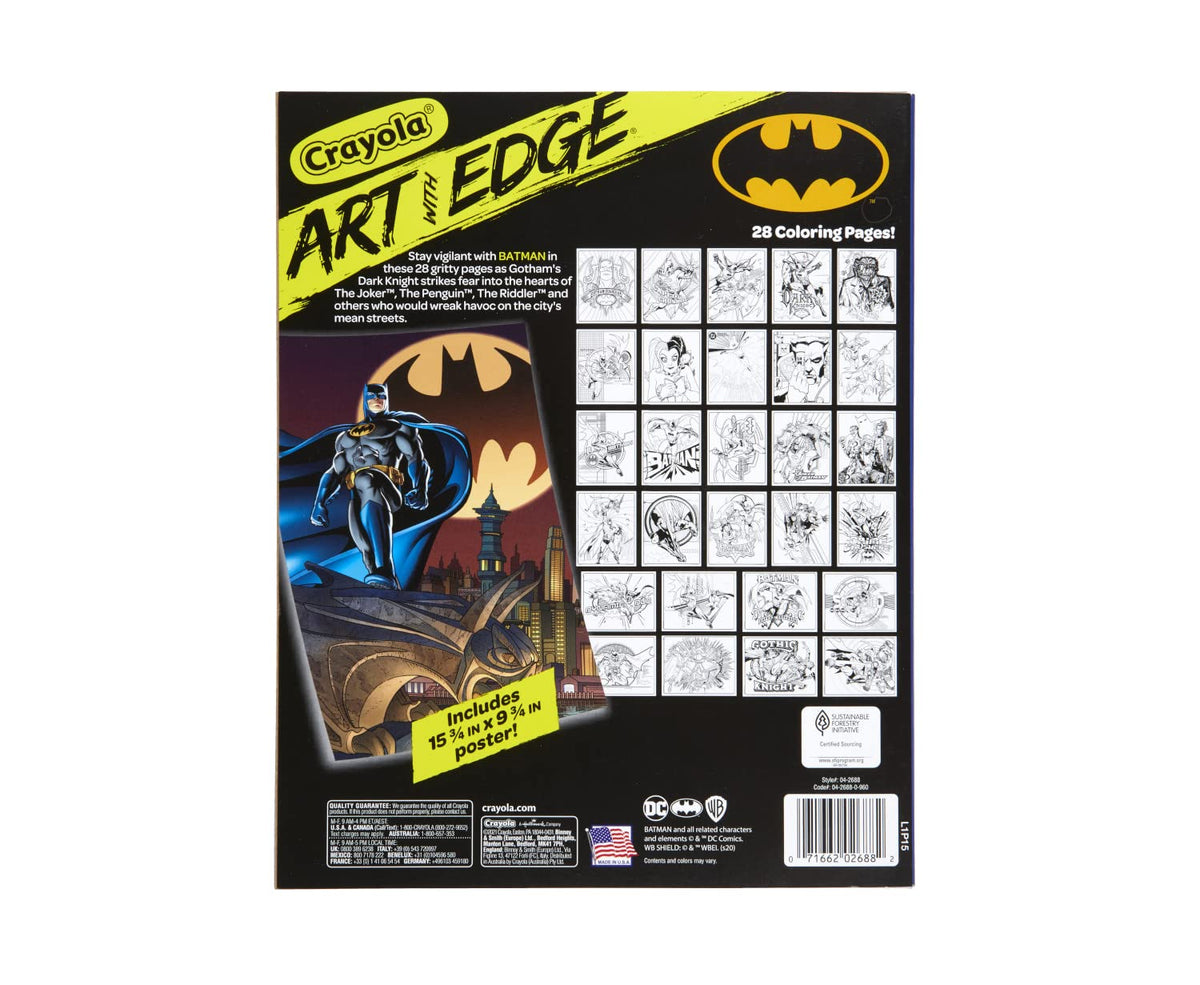 Crayola Batman Coloring Pages (28 Pcs) with Poster – Adult Coloring Gift Set