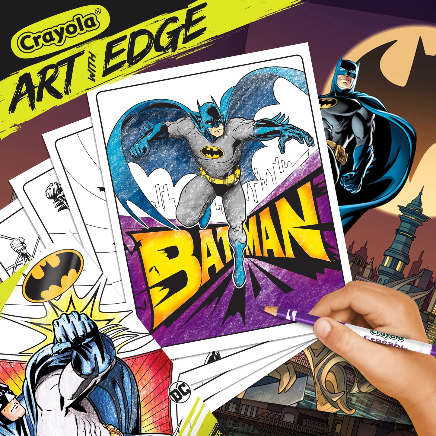 Crayola Batman Coloring Pages (28 Pcs) with Poster – Adult Coloring Gift Set