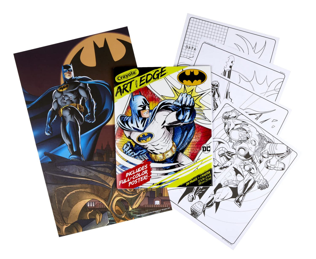 Crayola Batman Coloring Pages (28 Pcs) with Poster – Adult Coloring Gift Set