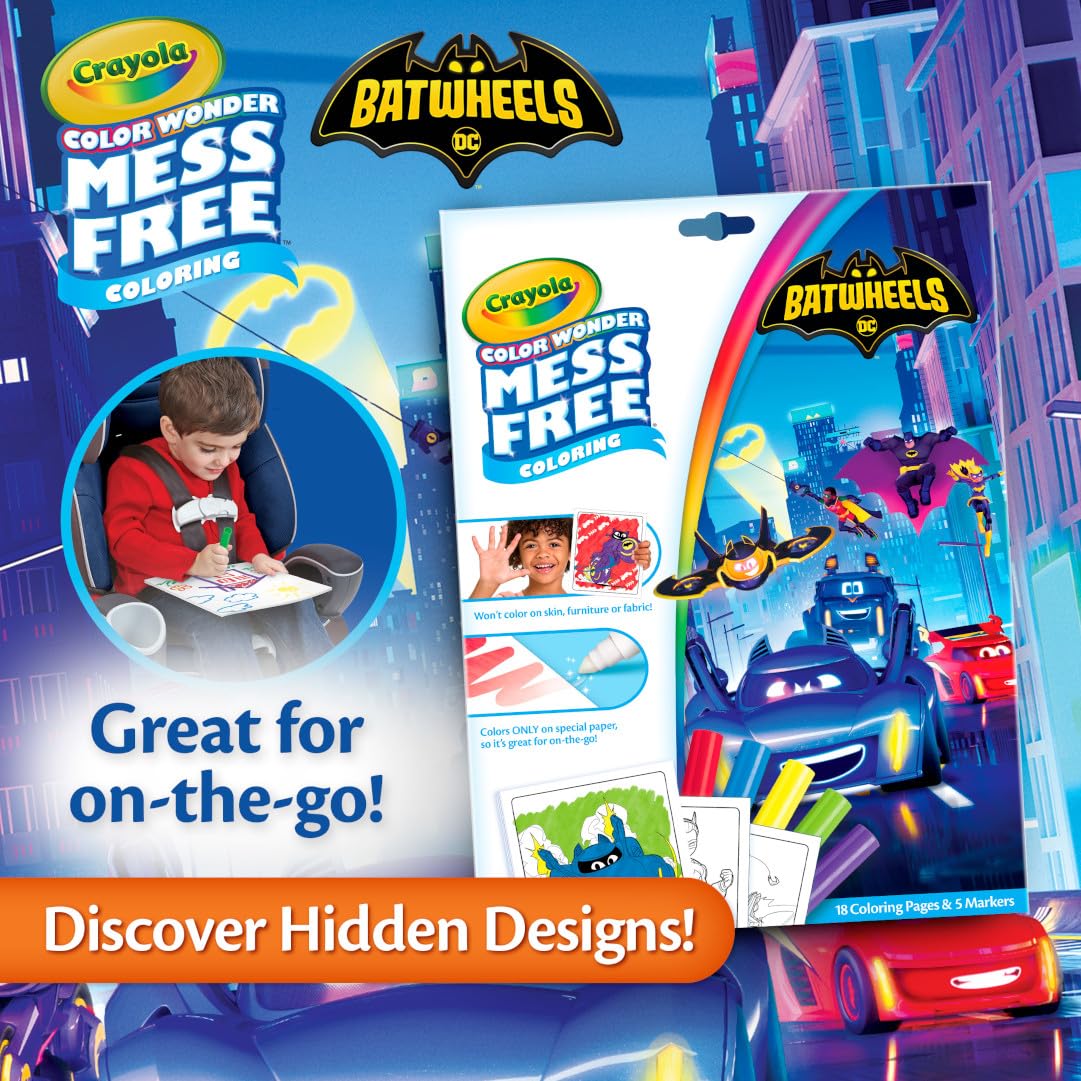 Crayola Batwheels Color Wonder Activity Set – Mess-Free Batman Coloring for Toddlers