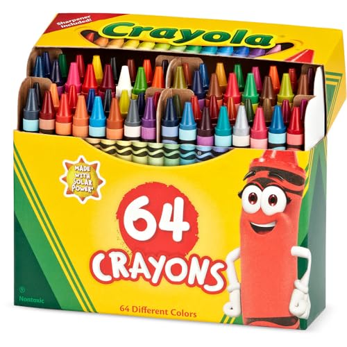 Crayola 64 Crayons Box - 64 Colors with Built-In Sharpener | Tuck Box