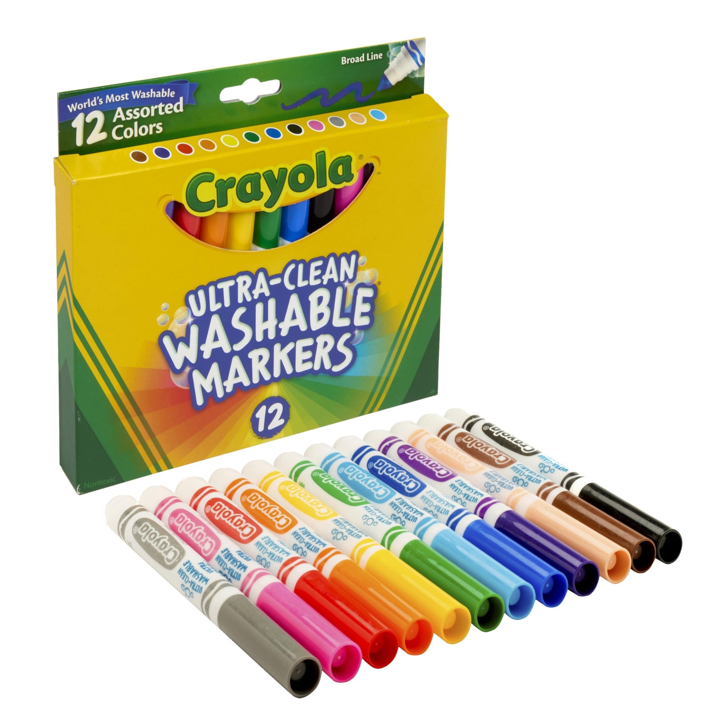 Crayola Broad Line Markers (12 Count) – Washable Kids Markers for Arts & Crafts