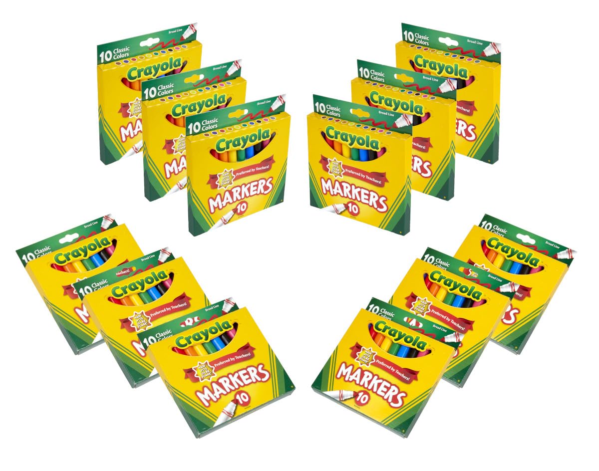 Crayola Broad Line Markers (12pk) – Vibrant Bulk Markers for Classroom & Home