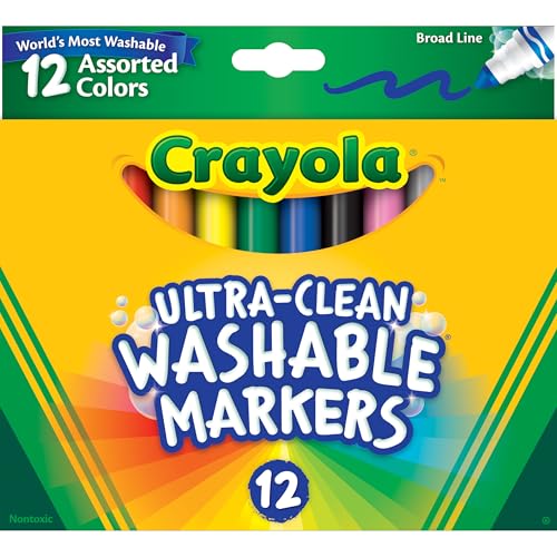 Crayola Broad Line Markers (12 Count) – Washable Kids Markers for Arts & Crafts