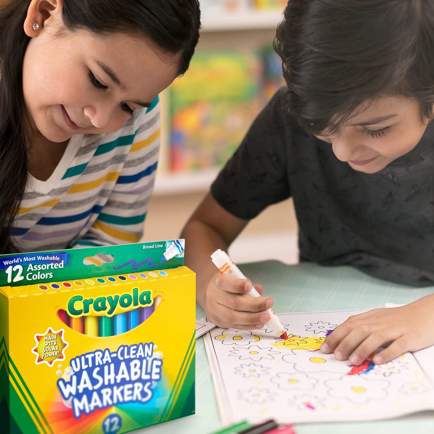 Crayola Broad Line Markers (12 Count) – Washable Kids Markers for Arts & Crafts