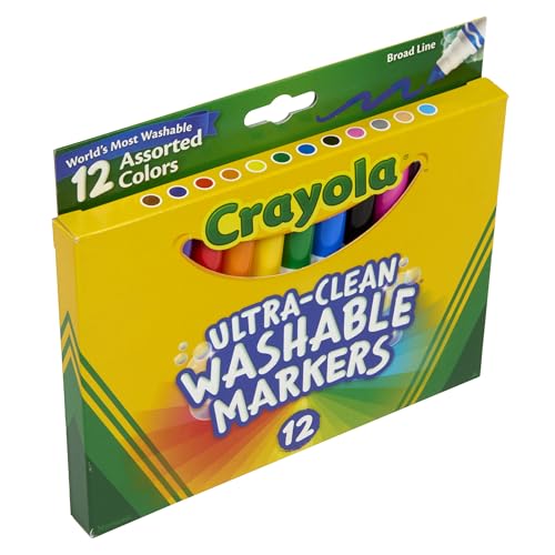 Crayola Broad Line Markers (12 Count) – Washable Kids Markers for Arts & Crafts