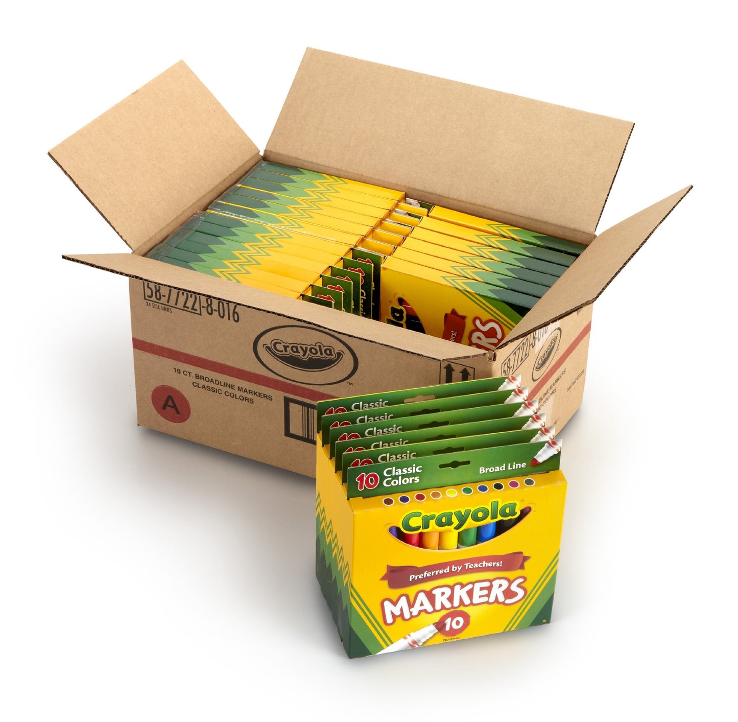 Crayola Classic Broad Line Markers, 10 Count – Case of 24 (Non-Toxic)