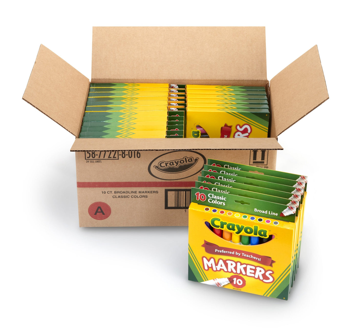 Crayola Classic Broad Line Markers, 10 Count – Case of 24 (Non-Toxic)