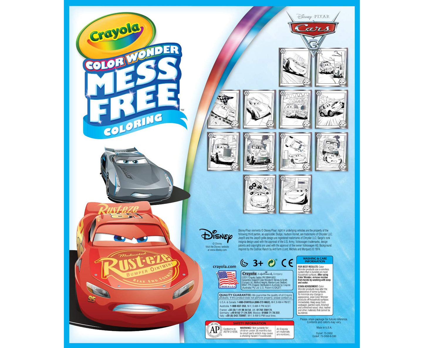 Crayola Color Wonder Cars 3 Mess-Free Coloring — 12 Pages & Metallic Markers (75-2450)