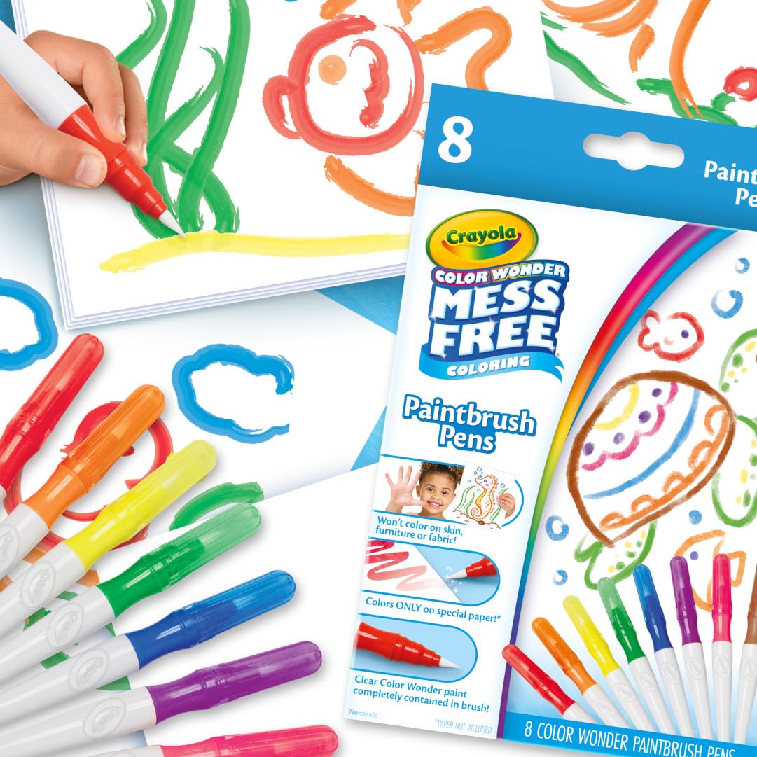 Crayola Color Wonder Paintbrush Pens – Mess-Free 8ct Refill for Color Wonder Paper (Ages 3+)