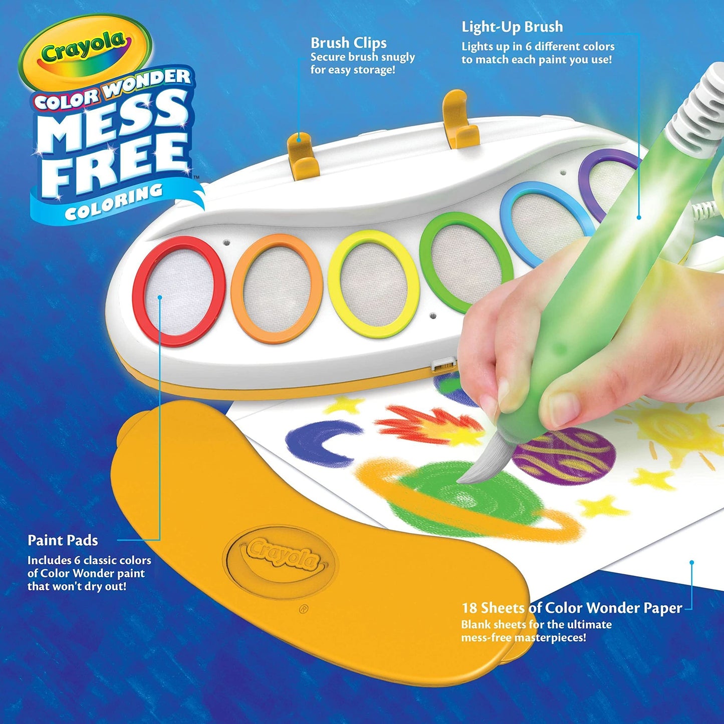 Crayola Color Wonder Magic Light Brush – Mess-Free Painting Set for Kids (Ages 3+)