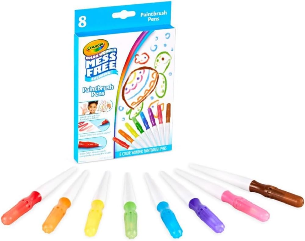 Crayola Color Wonder Paintbrush Pens – Mess-Free 8ct Refill for Color Wonder Paper (Ages 3+)