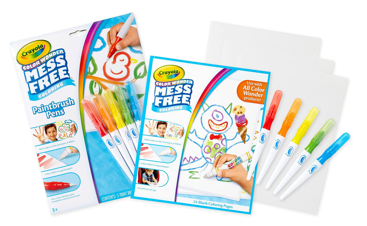 Crayola Color Wonder Paintbrush Pens & Paper – Mess-Free Toddler Painting Set