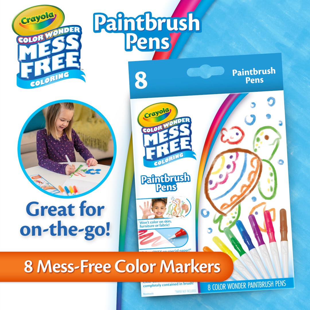 Crayola Color Wonder Paintbrush Pens – Mess-Free 8ct Refill for Color Wonder Paper (Ages 3+)